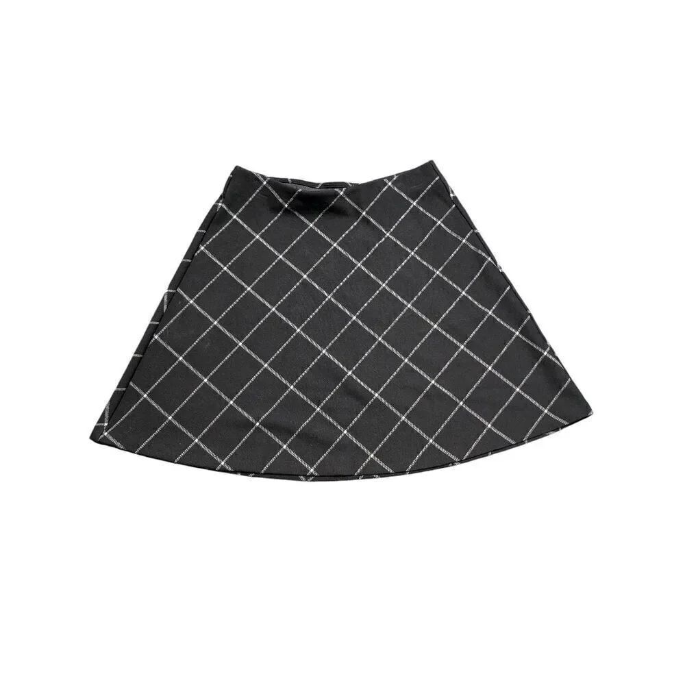 LOFT Black & White Plaid Skirt Women's XSP